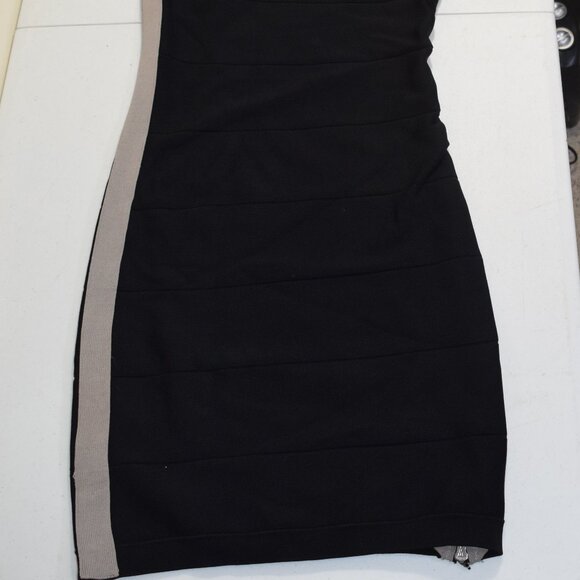 Bebe Strapless Bandage Bodycon Black Mini Dress w/Side Stripe Stretchy Size S - Picture 4 of 6